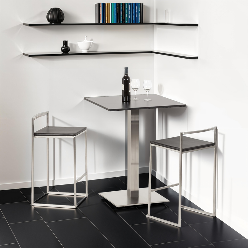 Zwarte halfhoge design kruk 'DISKO MINI' stapelbaar - Majorr