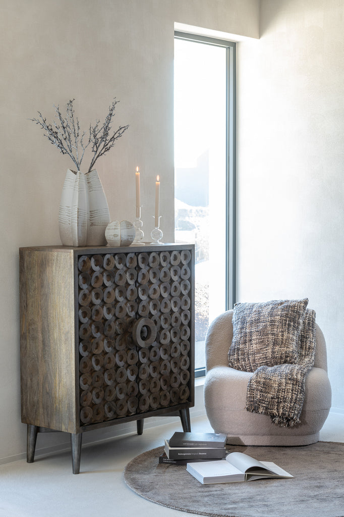 Cabinet 2 Doors Mango Wood/Mdf Brown - Majorr