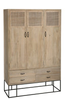 Cabinet 3Doors+4Drawers Woven Reed Mango Wood Natural - Majorr