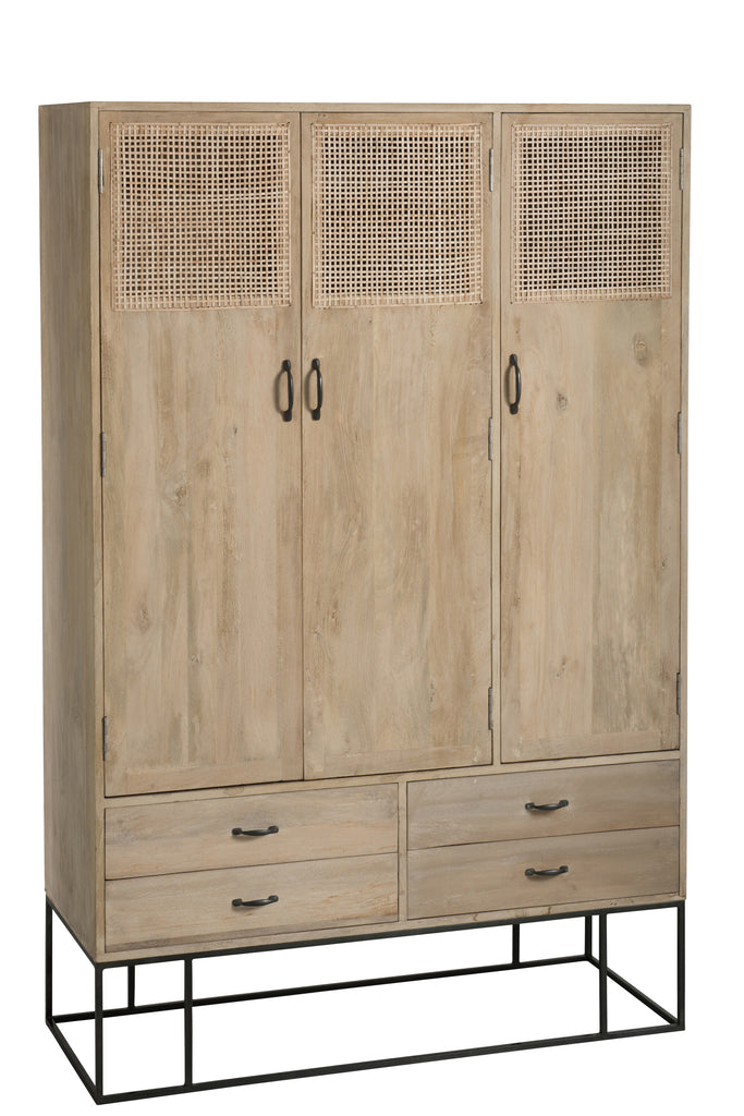 Cabinet 3Doors+4Drawers Woven Reed Mango Wood Natural - Majorr