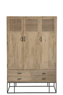 Cabinet 3Doors+4Drawers Woven Reed Mango Wood Natural - Majorr