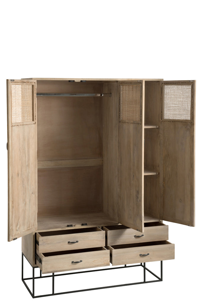 Cabinet 3Doors+4Drawers Woven Reed Mango Wood Natural - Majorr