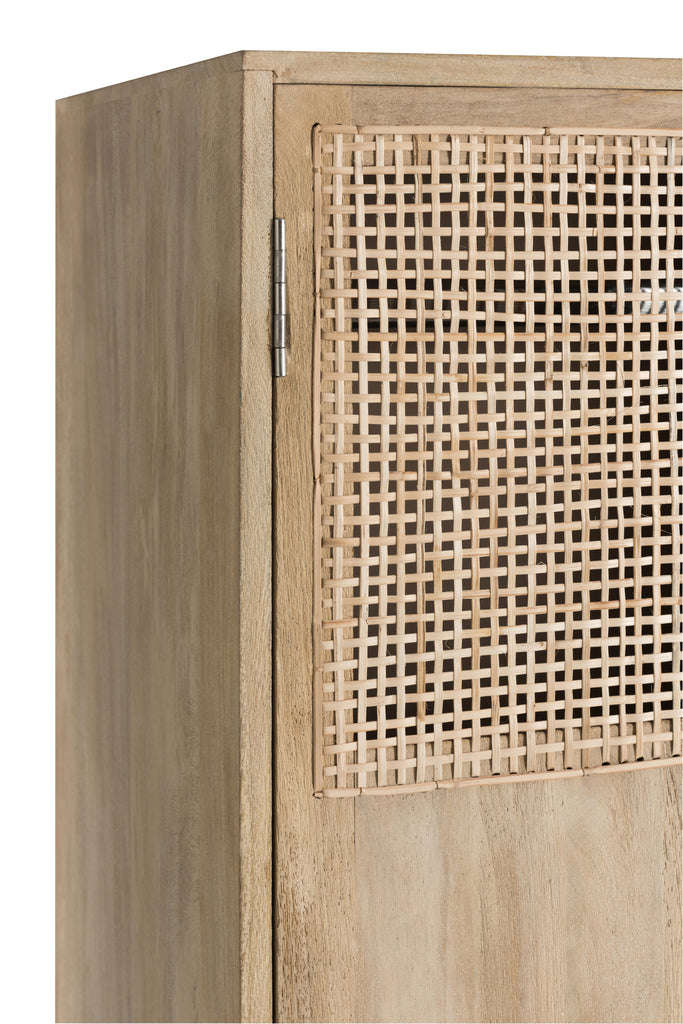 Cabinet 3Doors+4Drawers Woven Reed Mango Wood Natural - Majorr