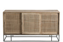 Cabinet 3Sliding Doors Woven Reed Mango Wood Natural - Majorr