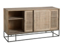 Cabinet 3Sliding Doors Woven Reed Mango Wood Natural - Majorr