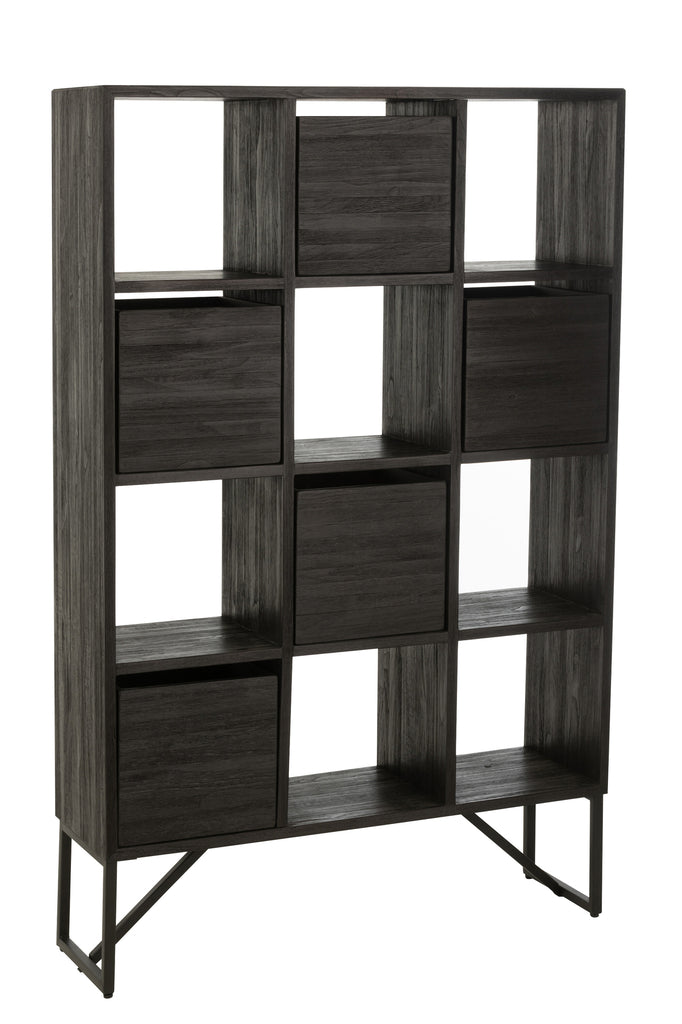 Cabinet With Drawers Recycle Teak Black - Majorr