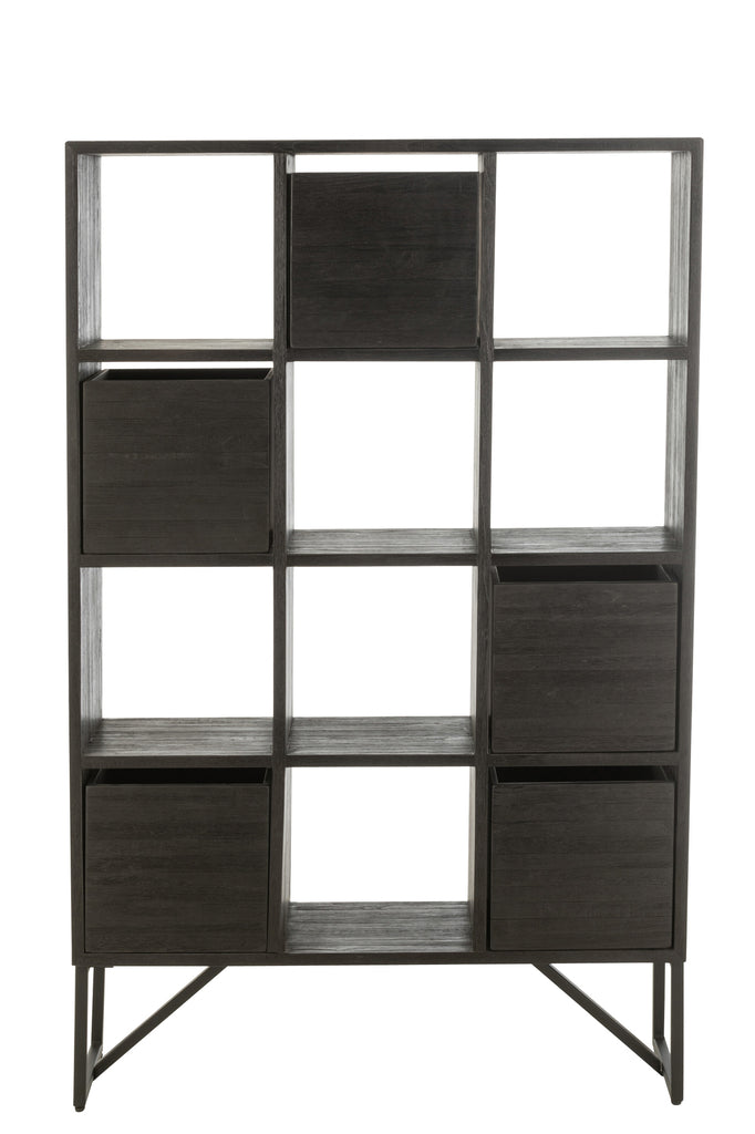 Cabinet With Drawers Recycle Teak Black - Majorr