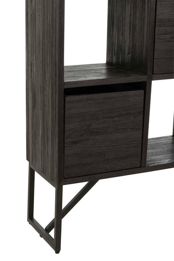 Cabinet With Drawers Recycle Teak Black - Majorr