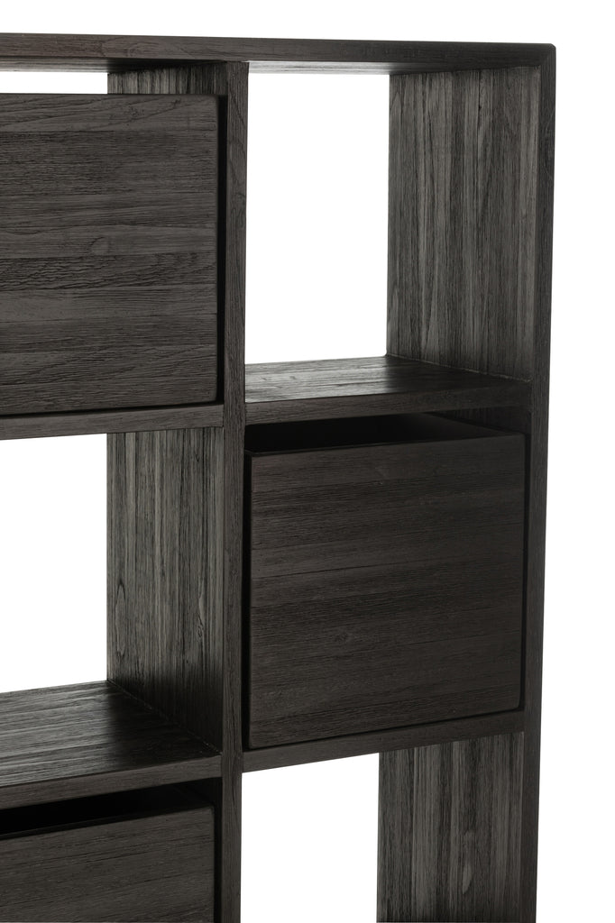 Cabinet With Drawers Recycle Teak Black - Majorr