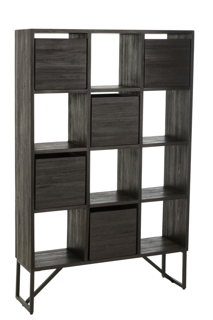 Cabinet With Drawers Recycle Teak Black - Majorr