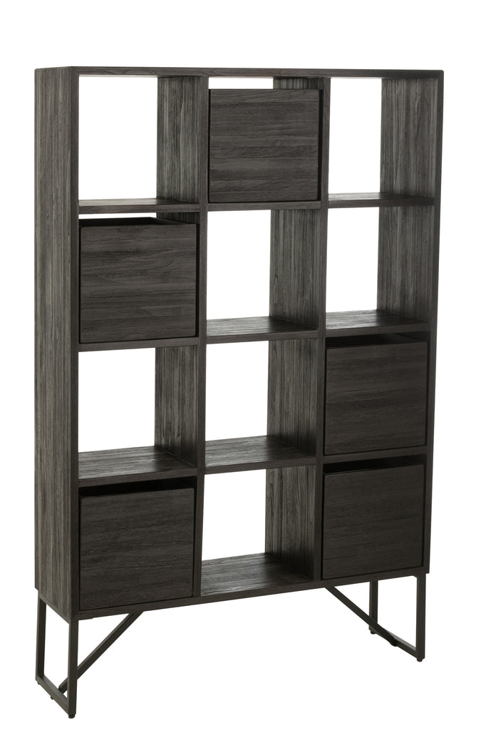 Cabinet With Drawers Recycle Teak Black - Majorr