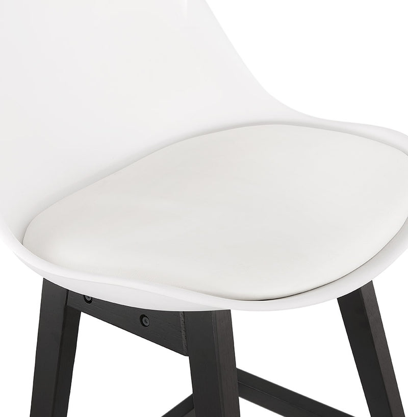 Halfhoge kruk 'CAMILA MINI' wit met poot in zwart hout - Majorr