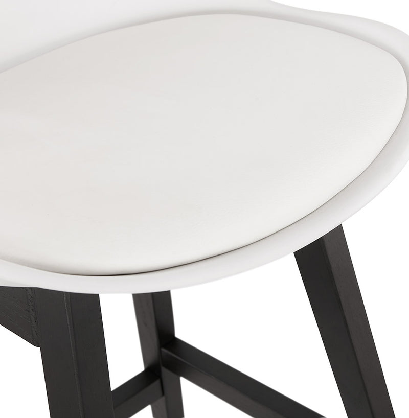 Halfhoge kruk 'CAMILA MINI' wit met poot in zwart hout - Majorr