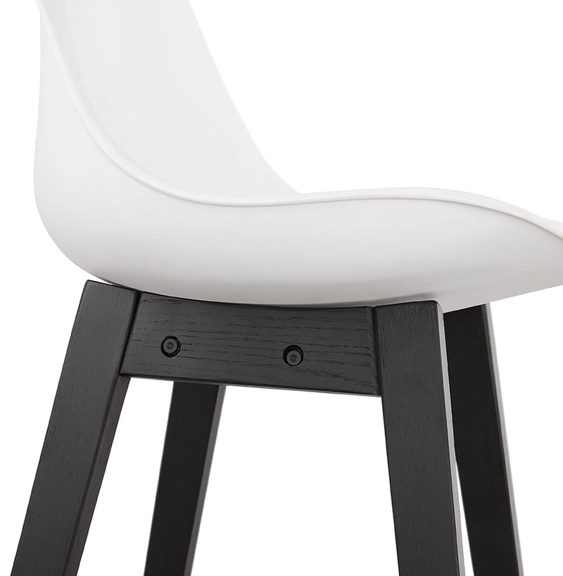 Halfhoge kruk 'CAMILA MINI' wit met poot in zwart hout - Majorr