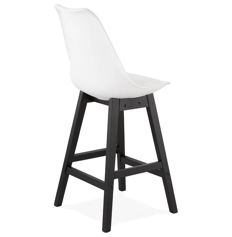 Halfhoge kruk 'CAMILA MINI' wit met poot in zwart hout - Majorr