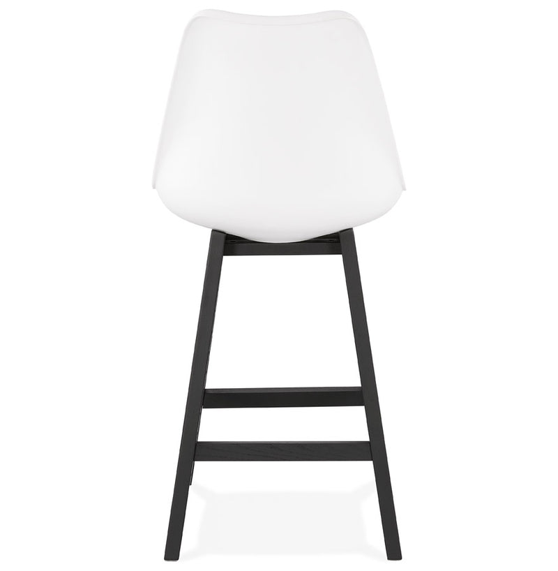 Halfhoge kruk 'CAMILA MINI' wit met poot in zwart hout - Majorr