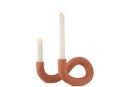 Candle Holder Torsion 2Candle Ceramic Orange - Majorr