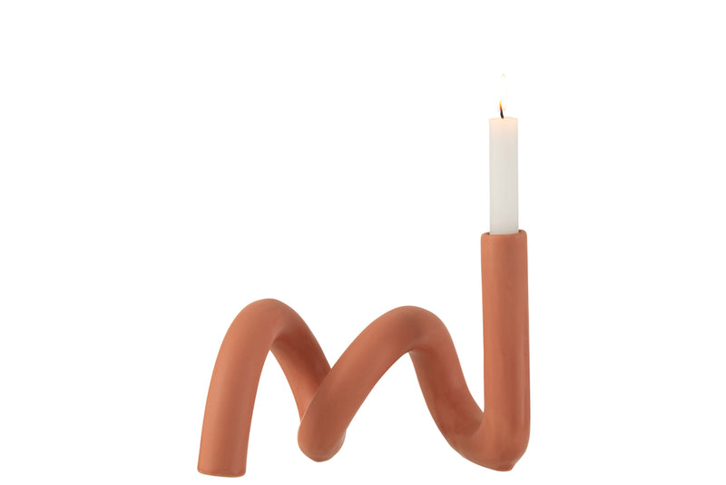 Candle Holder Twist 1Candle Ceramic Orange - Majorr