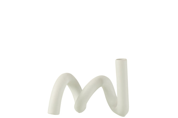 Candle Holder Twist 1Candle Ceramic White - Majorr