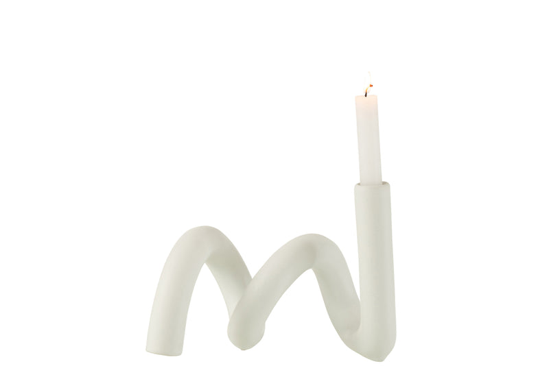 Candle Holder Twist 1Candle Ceramic White - Majorr