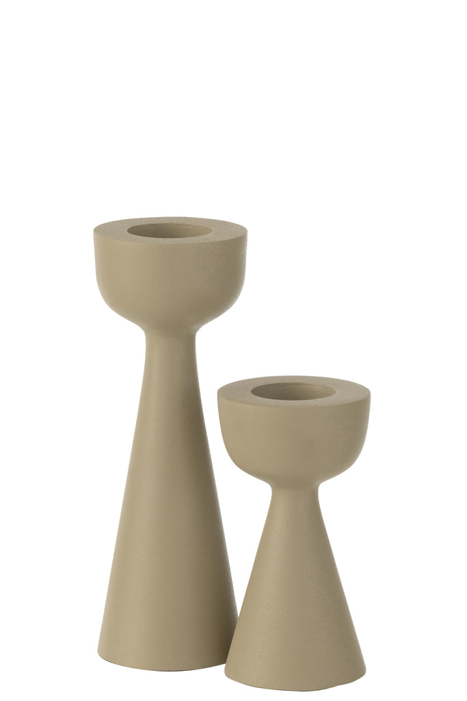 Candle Holder Cone Aluminium Ivory Large - Majorr