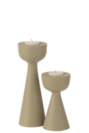 Candle Holder Cone Aluminium Ivory Large - Majorr