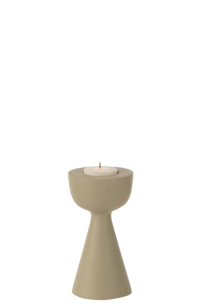 Candle Holder Cone Aluminium Ivory Small - Majorr