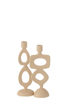 Candle Holder Rings Aluminium Beige Assortment Of 2 - Majorr