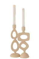 Candle Holder Rings Aluminium Beige Assortment Of 2 - Majorr