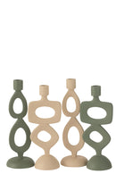 Candle Holder Rings Aluminium Beige Assortment Of 2 - Majorr