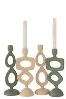 Candle Holder Rings Aluminium Beige Assortment Of 2 - Majorr