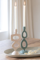 Candle Holder Rings Aluminium Beige Assortment Of 2 - Majorr