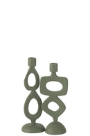Candle Holder Rings Aluminium Green Assortment Of 2 - Majorr