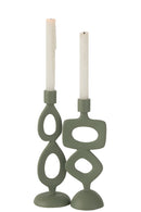 Candle Holder Rings Aluminium Green Assortment Of 2 - Majorr