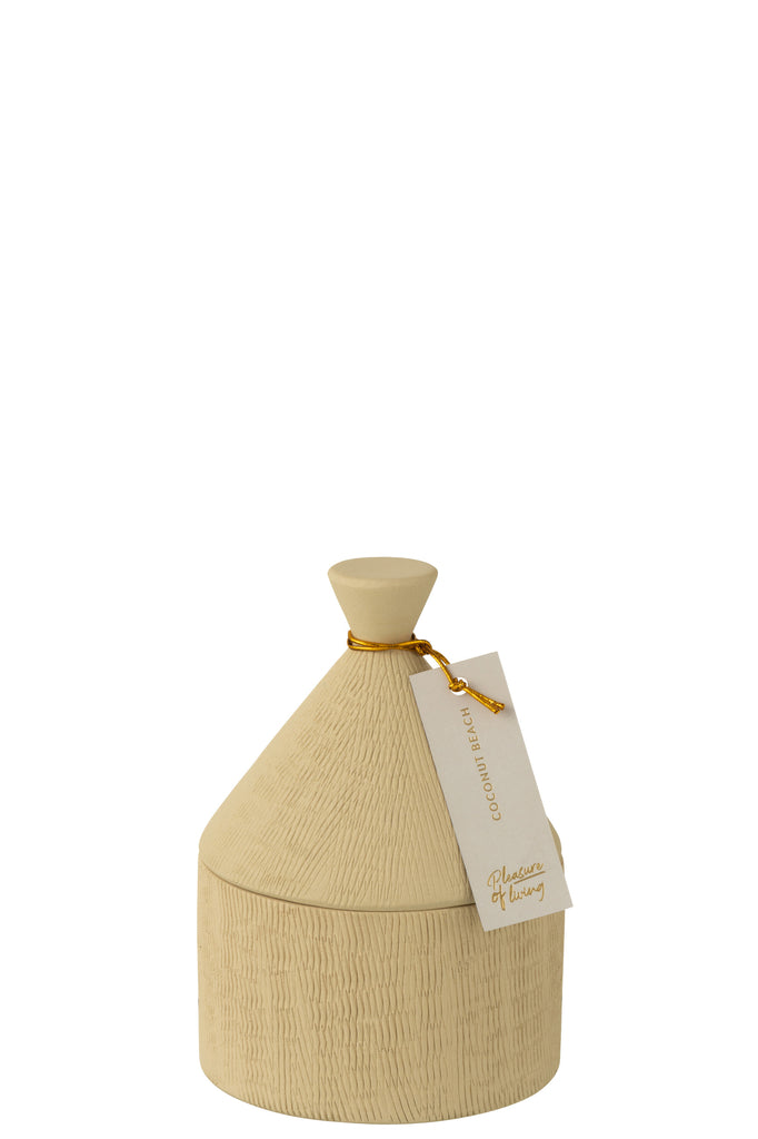 Candle Ceramic Jar Coconut Beach Wax Beige-40H