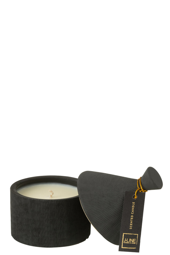 Candle Ceramic Jar Rain Reef Wax Black-40H