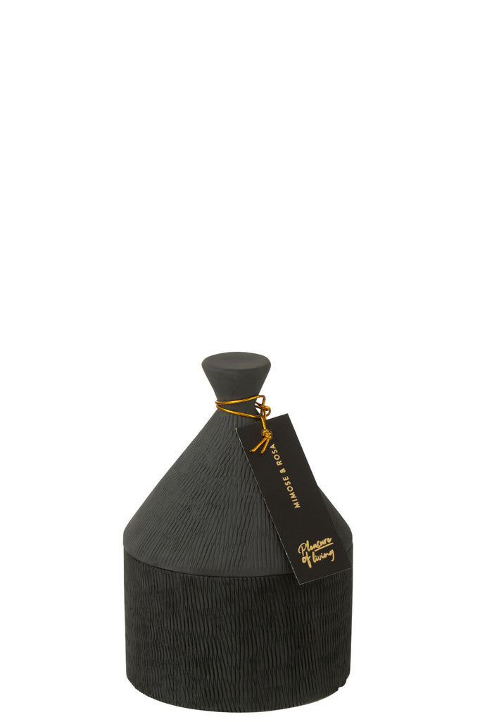 Candle Ceramic Jar Rain Reef Wax Black-40H