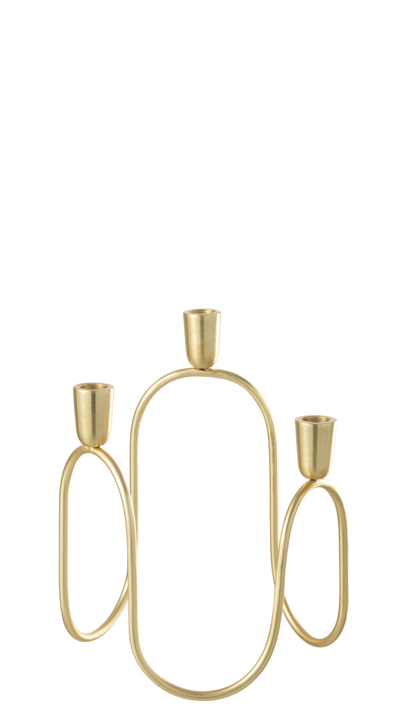 Candleholder Tryo Iron/Aluminium Gold - Majorr