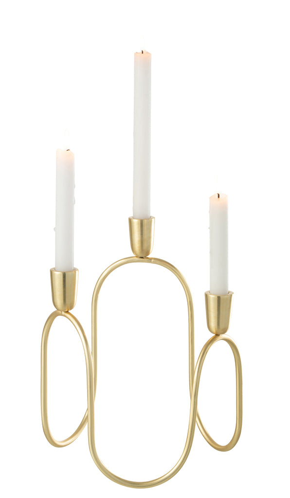 Candleholder Tryo Iron/Aluminium Gold - Majorr