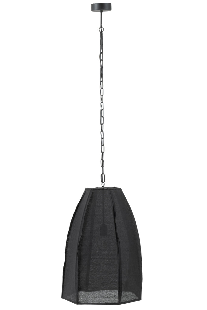 Ceiling Lamp Pear Linen/Iron Black Large - Majorr
