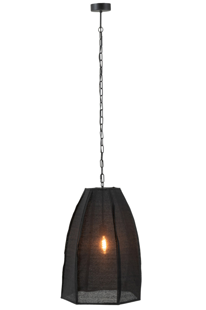 Ceiling Lamp Pear Linen/Iron Black Large - Majorr