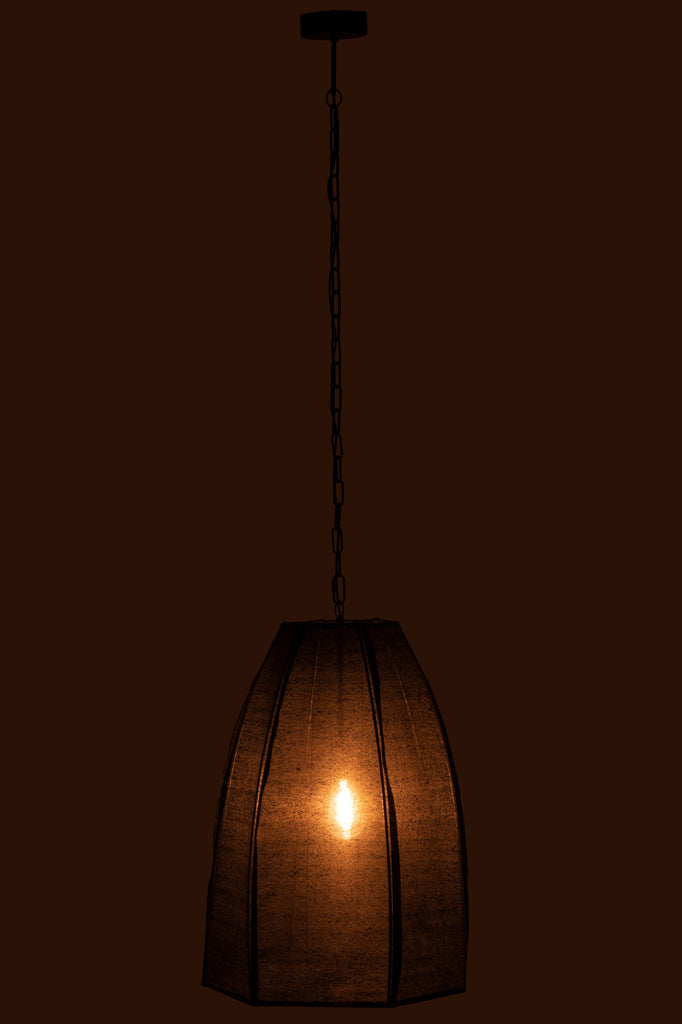 Ceiling Lamp Pear Linen/Iron Black Large - Majorr
