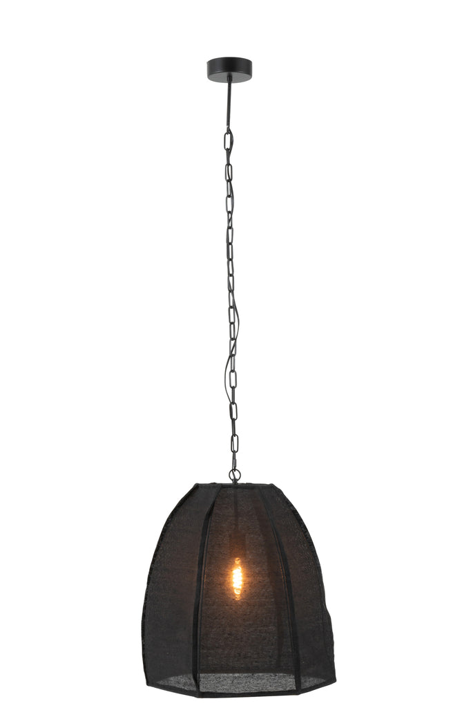Ceiling Lamp Pear Linen/Iron Black Small - Majorr