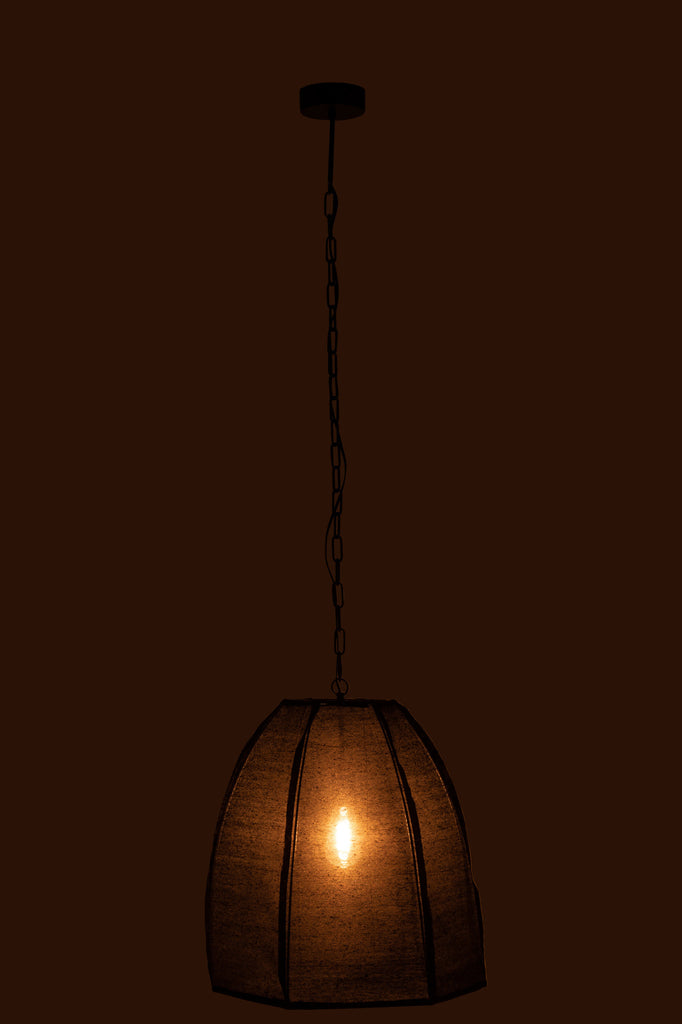 Ceiling Lamp Pear Linen/Iron Black Small - Majorr