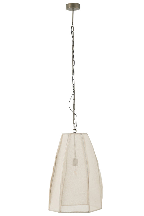 Plafonnier Poire Lin/Fer Blanc Grand