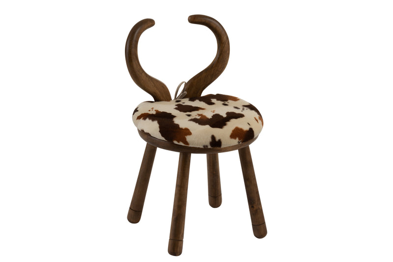 Chair Ears Cow Wood Brown - Majorr