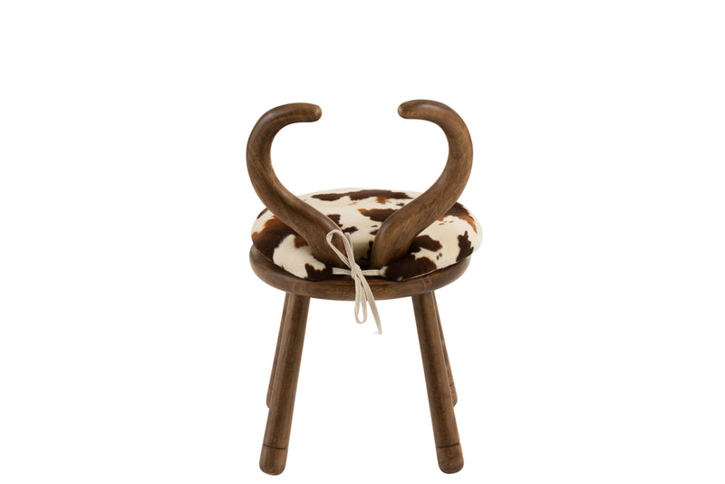 Chair Ears Cow Wood Brown - Majorr