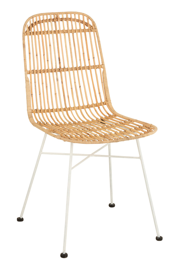 Chair Ema Rattan/Metal Natural/White - Majorr