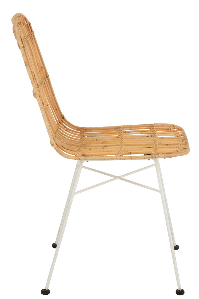 Chair Ema Rattan/Metal Natural/White - Majorr