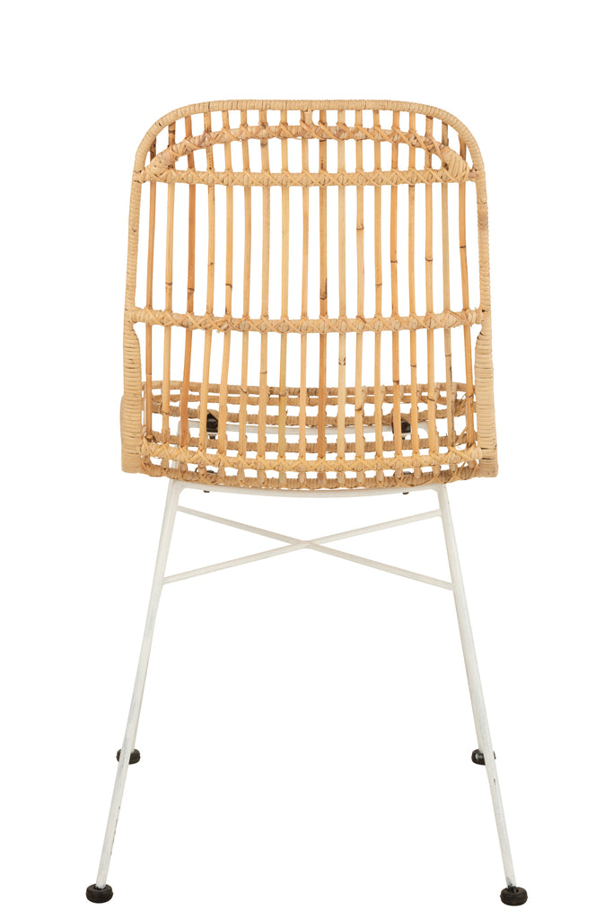 Chair Ema Rattan/Metal Natural/White - Majorr